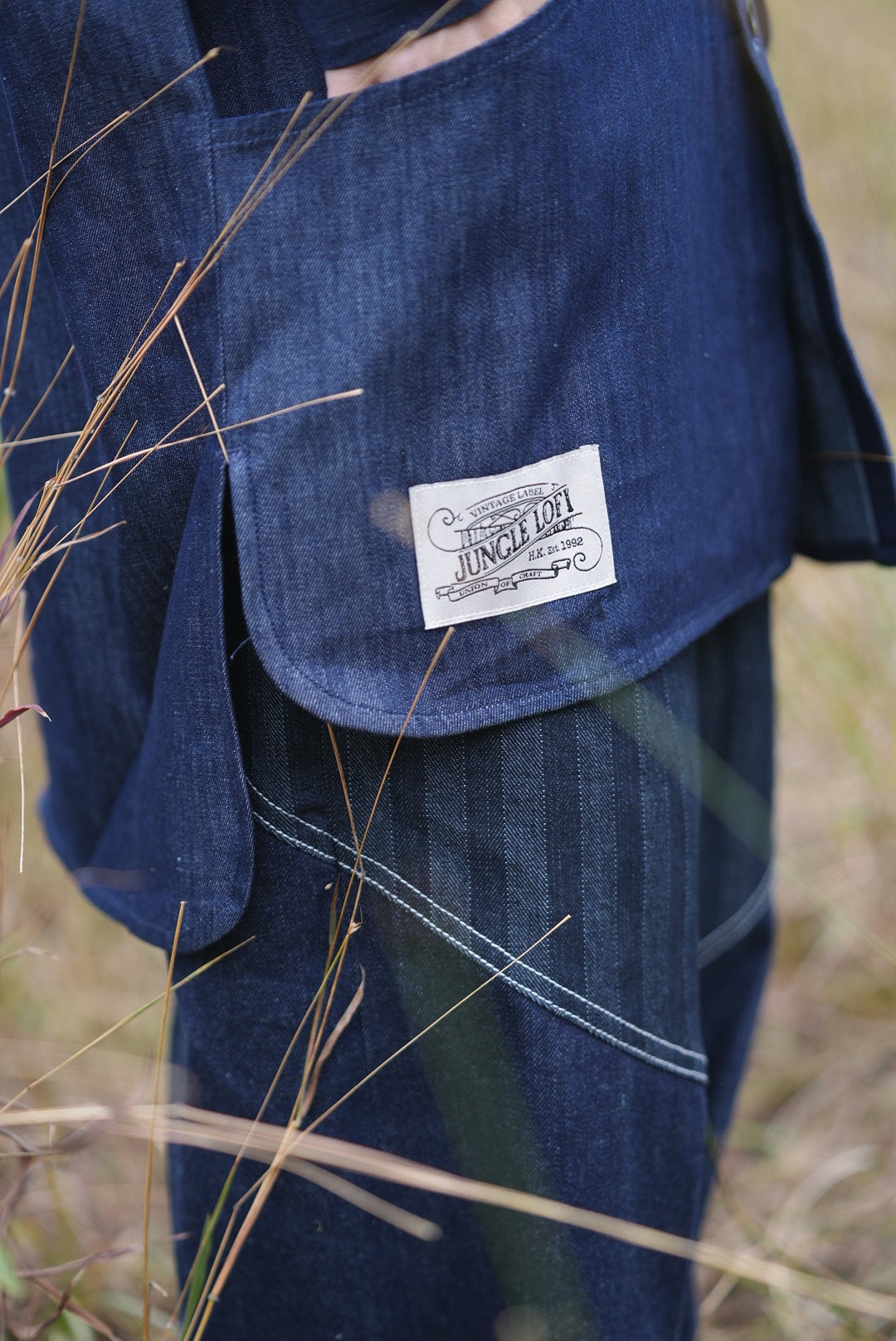 Jungle lofi Vintage Label Long Shirt - Indigo Denim