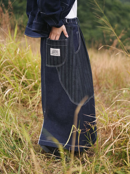 Jungle Lofi Vintage Label Skirt - Redline Indigo Denim