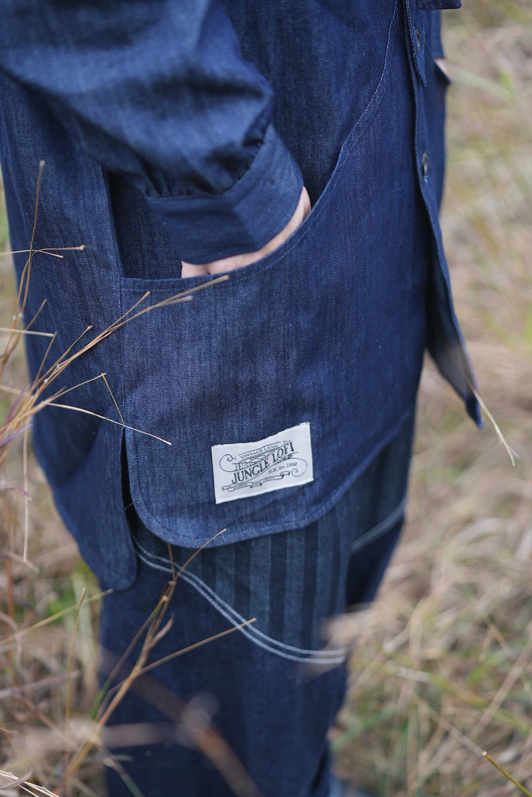 Jungle lofi Vintage Label Long Shirt - Indigo Denim