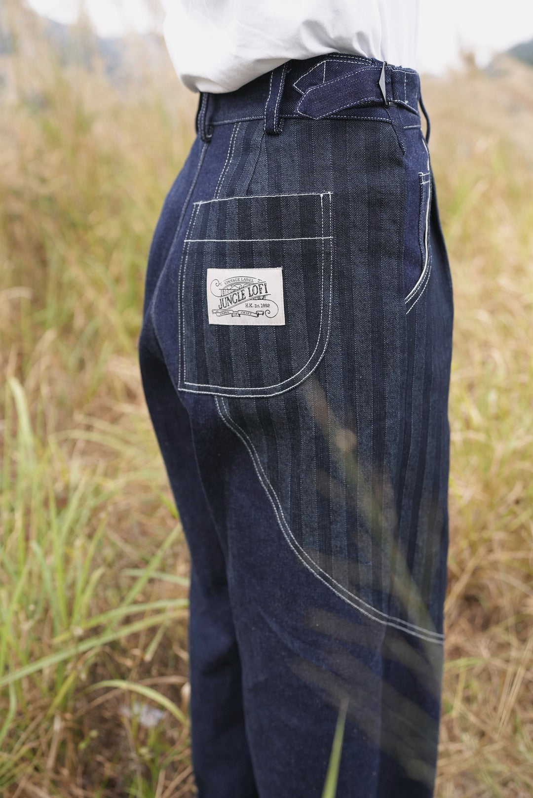 Jungle Lofi Vintage Label Work Pants - Redline Indigo Denim