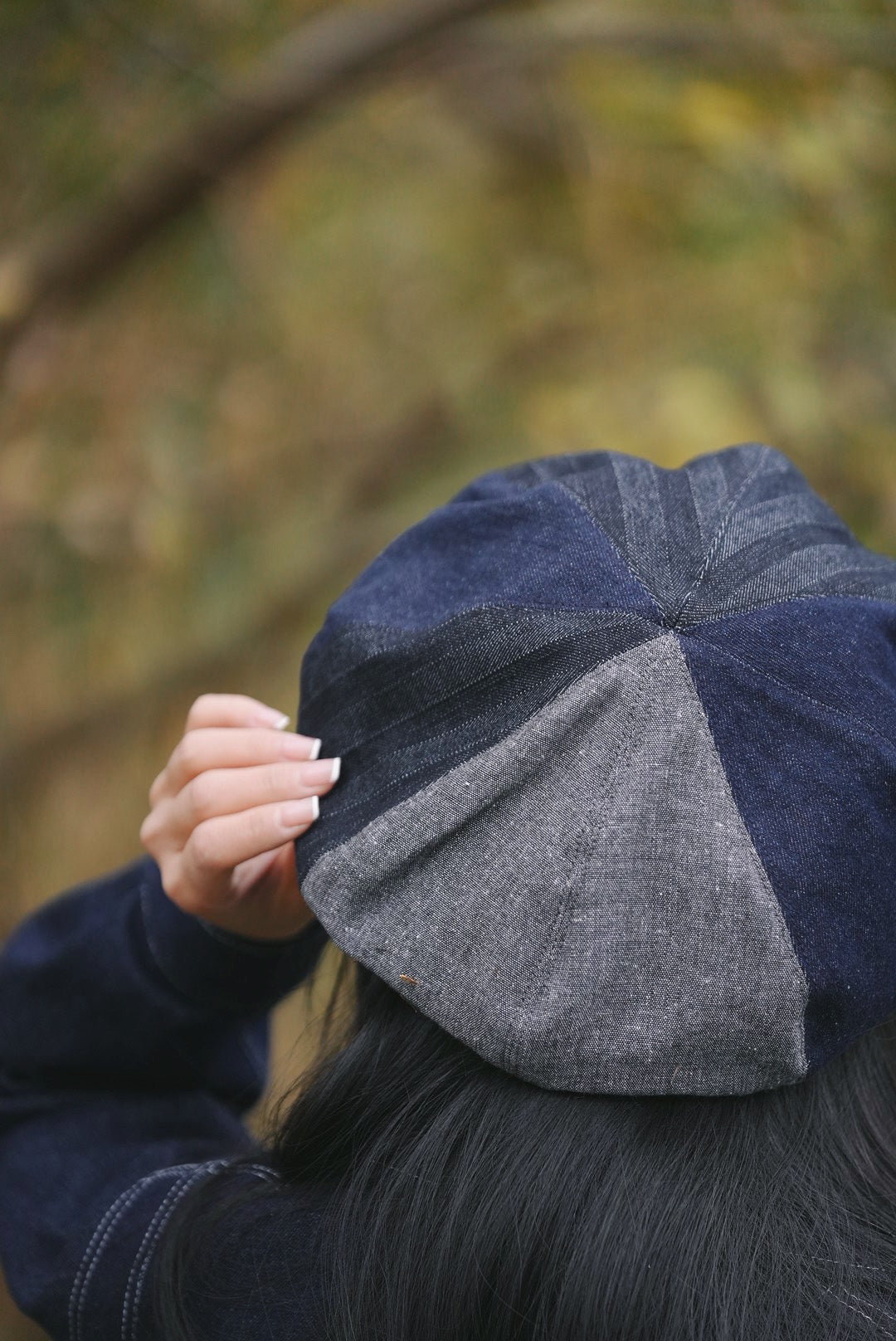 Jungle Lofi Vintage Label Hat - Denim Dark Blue Patch Work