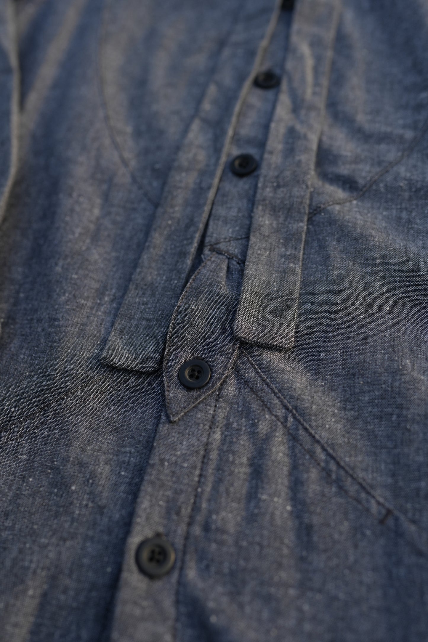 Jungle lofi Vintage Label Long Shirt -Dark Blue Denim