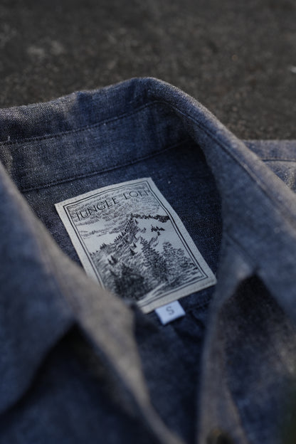 Jungle lofi Vintage Label Long Shirt -Dark Blue Denim