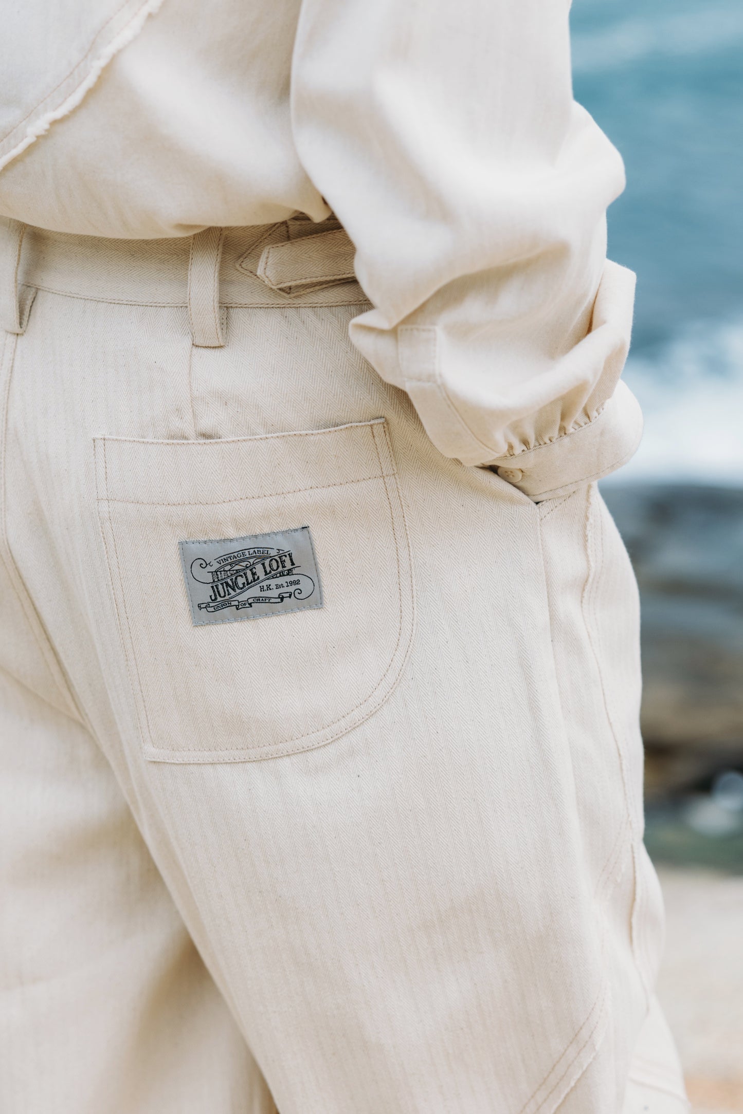 Jungle Lofi Vintage Label Work Pants - Ivory