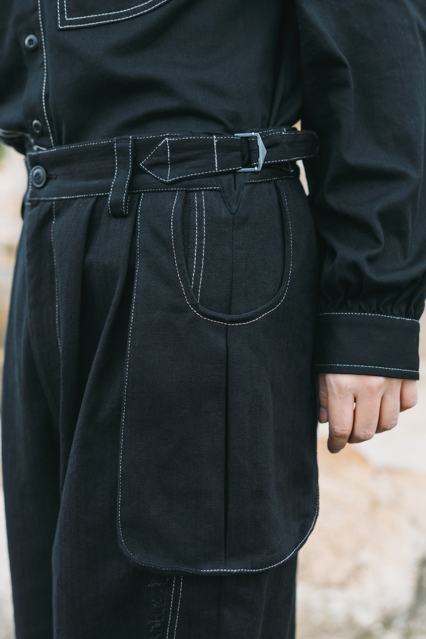 Jungle Lofi Vintage Label Work Pants - Black